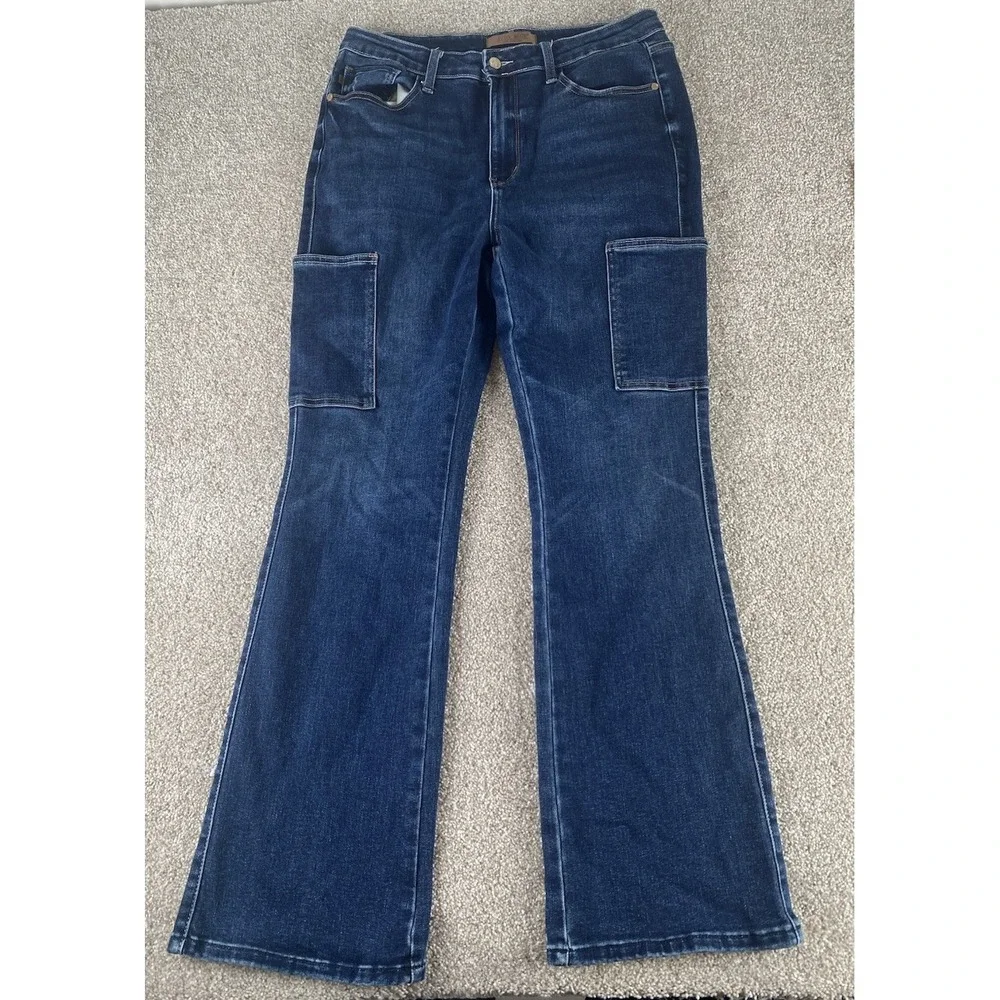 Judy Blue Bootcut Jeans Womens 15/32 (34x32) Dark Wash Western Cowgirl Boho Camp
